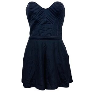 Parker Black 100% Silk Strapless Quilted Bodice Romper Pockets XS PA15031909CH